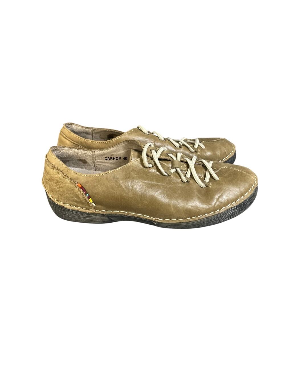 Spring Step Women’s Carhop Crinkled Brown Leather Slip On Shoes Size-40 (9)